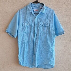 Michael Brandon Light Blue Striped Casual Shirt